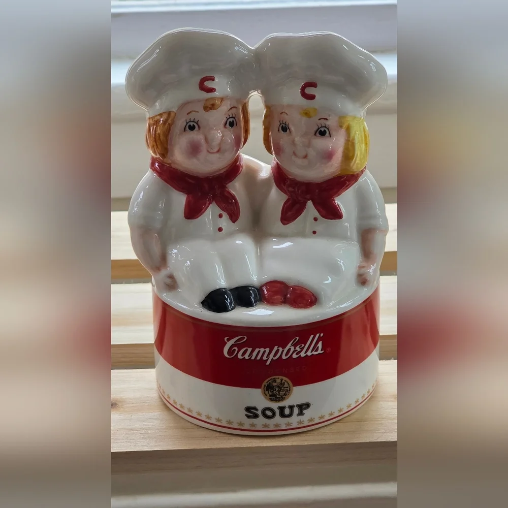 Campbell's Red & White Ceramic Twin Sponge Holder Vintage‎